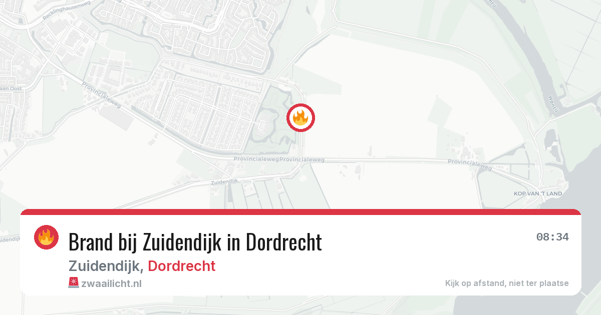 Brand bij Zuidendijk in Dordrecht — 17 mrt 2026