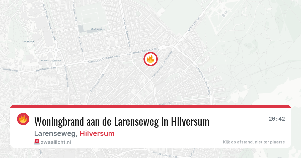 Woningbrand aan de Larenseweg in Hilversum — 13 jul 2026