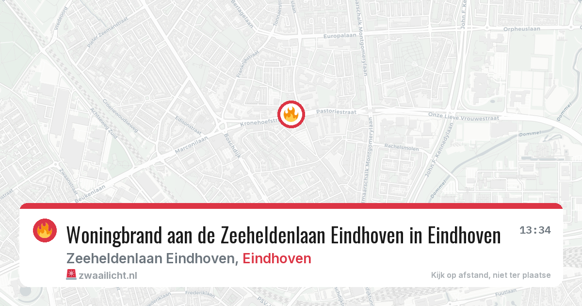 Woningbrand aan de Zeeheldenlaan Eindhoven in Eindhoven — 8 aug 2026