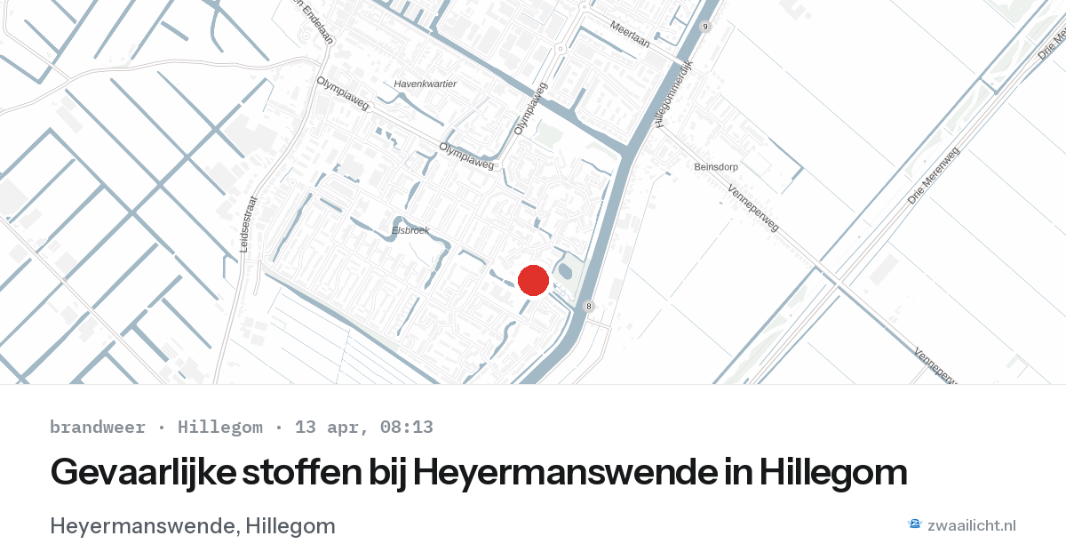 Gevaarlijke stoffen bij Heyermanswende in Hillegom — 13 apr 2026