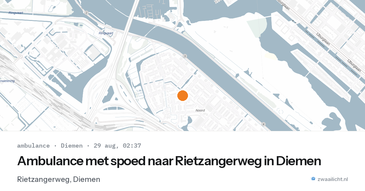 Ambulance met spoed naar Rietzangerweg in Diemen — 29 aug 2026