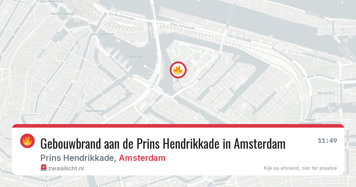 Gebouwbrand aan de Prins Hendrikkade in Amsterdam — 29 jul 2026
