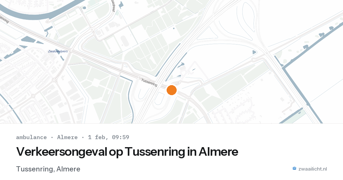 Verkeersongeval op Tussenring in Almere — 1 feb 2026