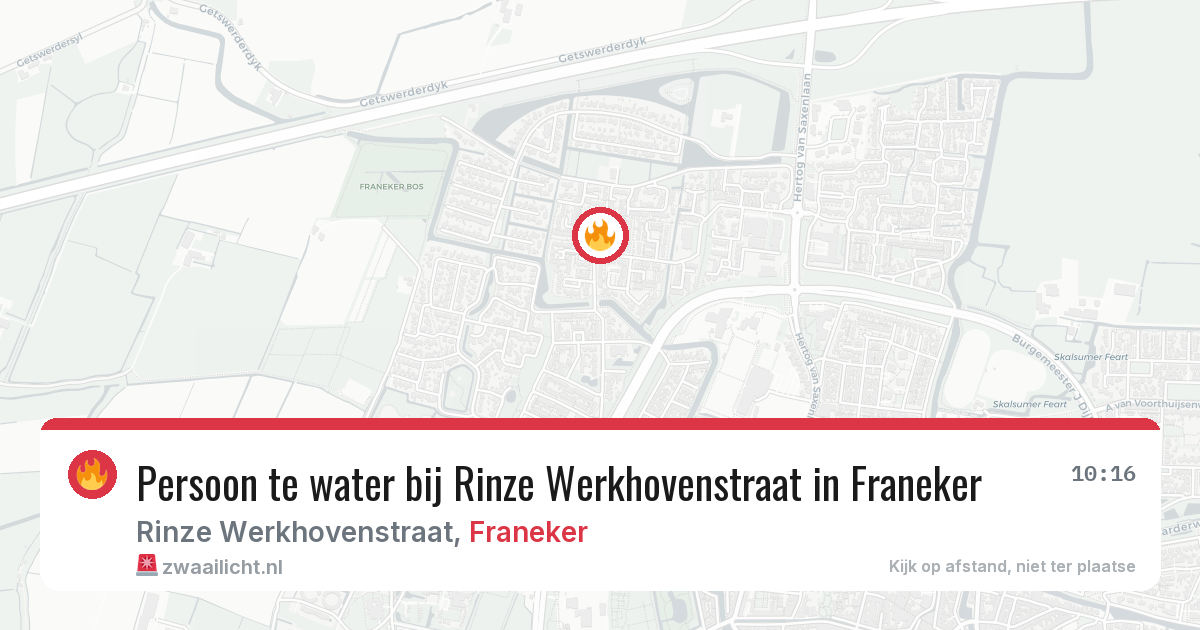 Persoon te water bij Rinze Werkhovenstraat in Franeker — 10 jun 2026