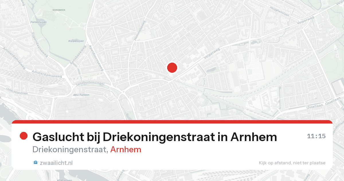 Gaslucht bij Driekoningenstraat in Arnhem — 17 aug 2026