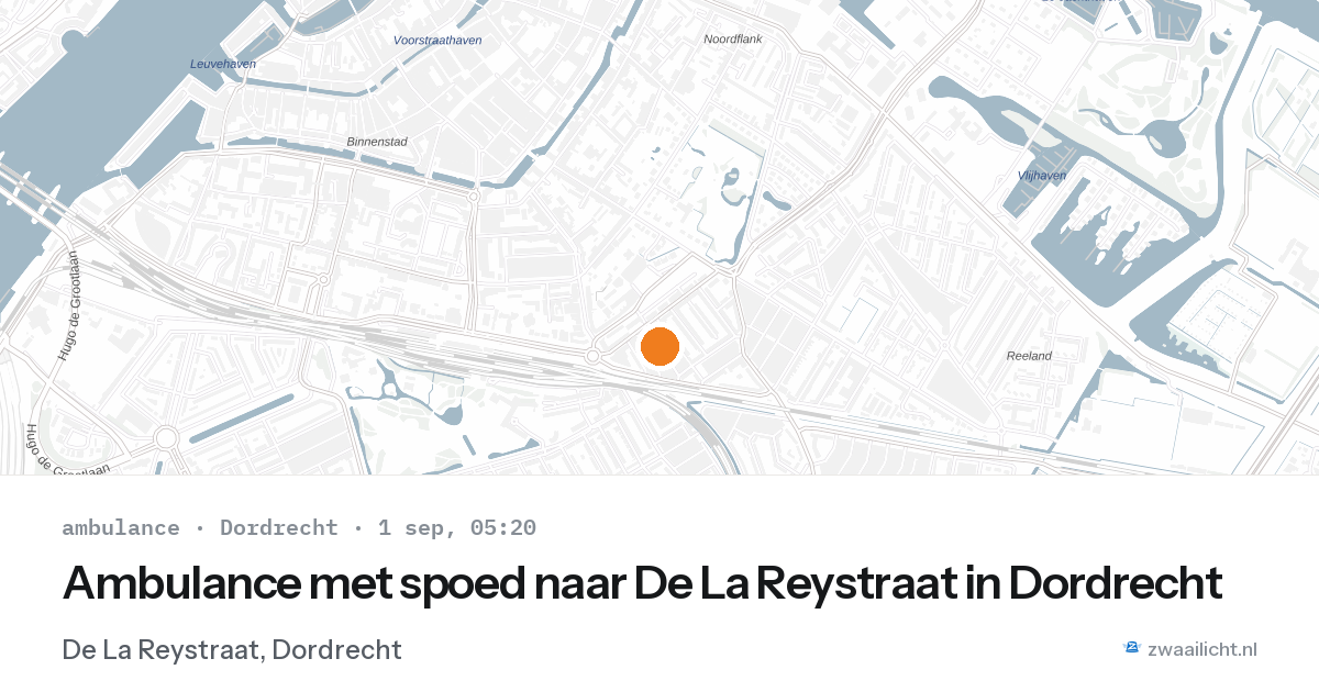 Ambulance met spoed naar De La Reystraat in Dordrecht — 1 sep 2026