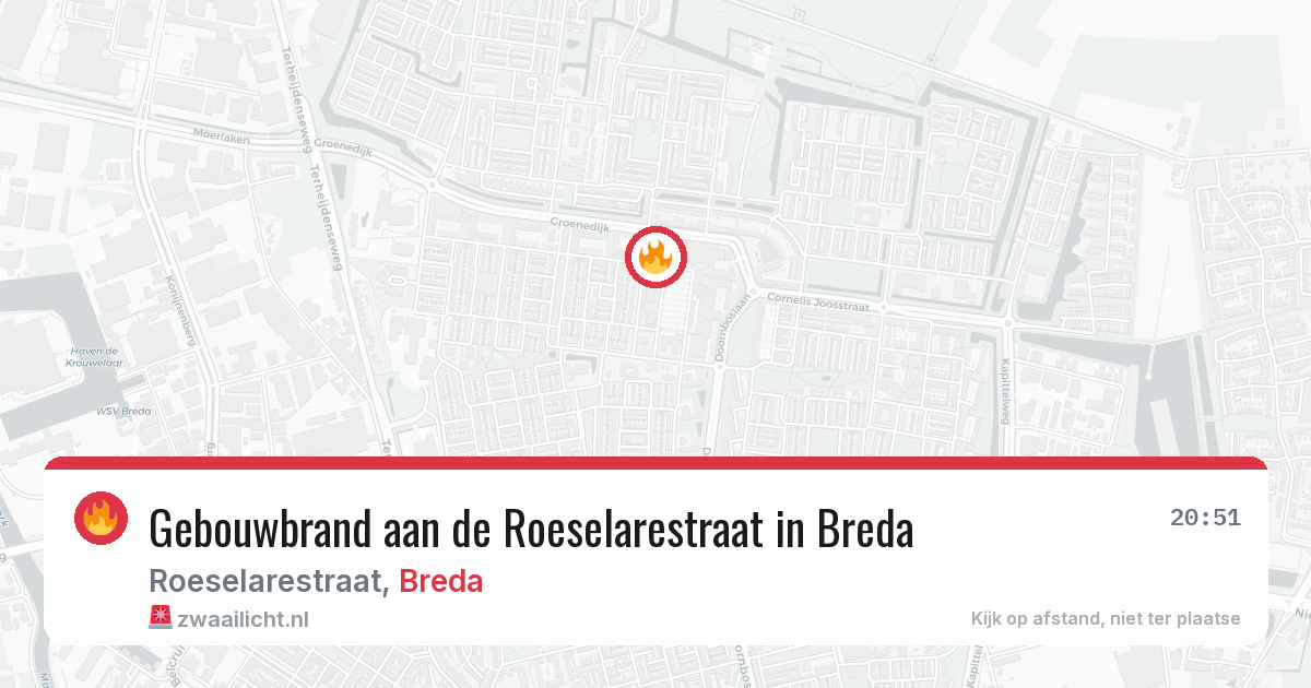 Gebouwbrand aan de Roeselarestraat in Breda — 2 aug 2026
