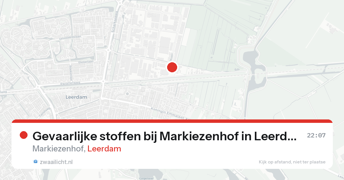 Gevaarlijke stoffen bij Markiezenhof in Leerdam — 23 aug 2026