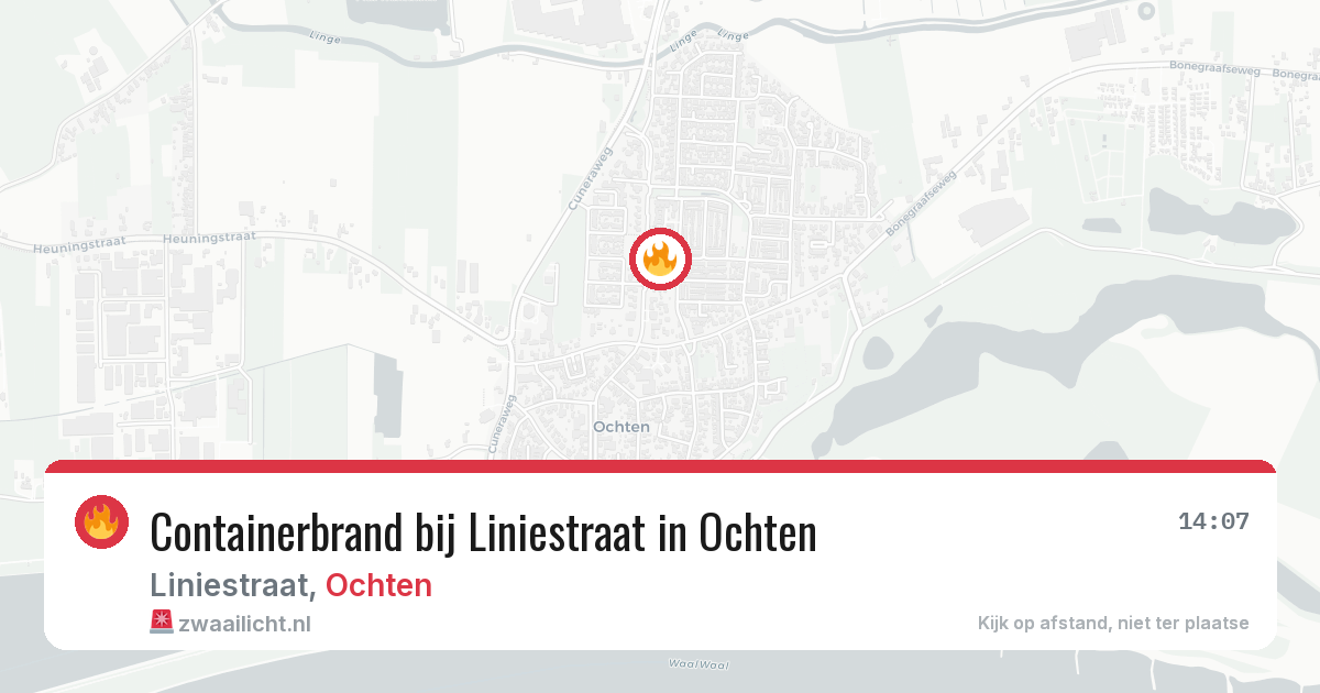 Containerbrand bij Liniestraat in Ochten — 20 feb 2026