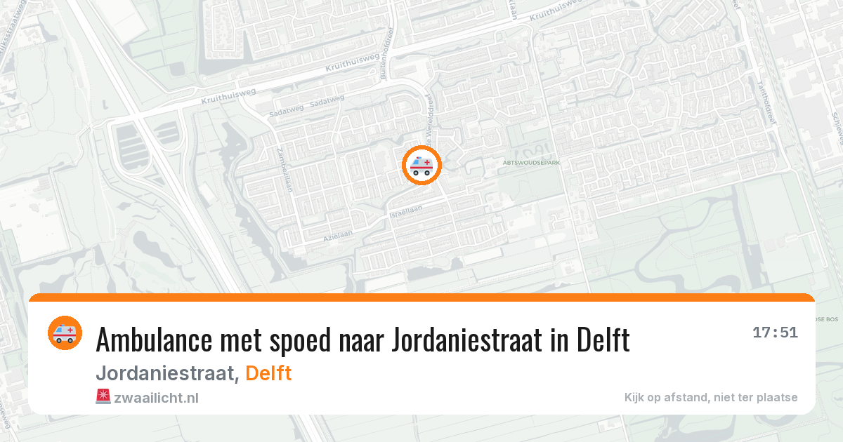 Ambulance met spoed naar Jordaniestraat in Delft — 27 jun 2026