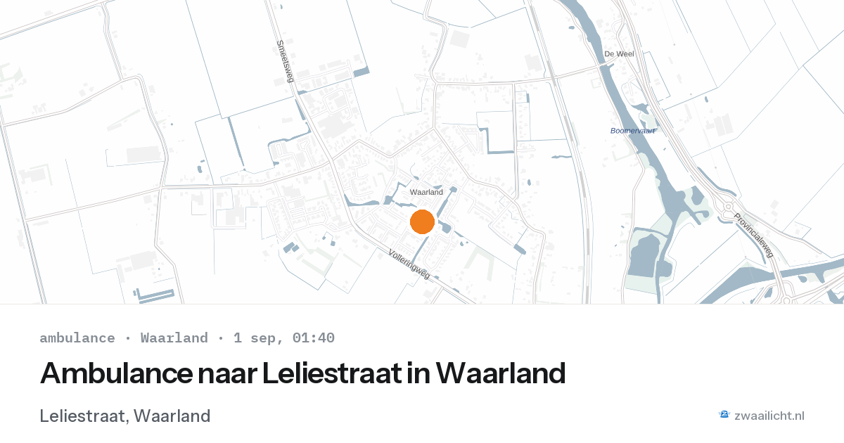 Ambulance naar Leliestraat in Waarland — 31 aug 2026