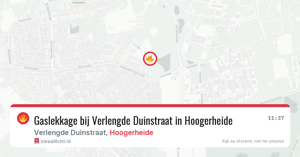 Gaslekkage bij Verlengde Duinstraat in Hoogerheide — 18 jun 2026