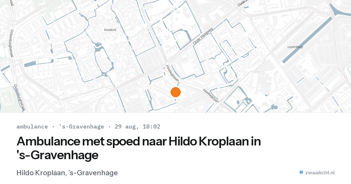 Ambulance met spoed naar Hildo Kroplaan in 's-Gravenhage — 29 aug 2026