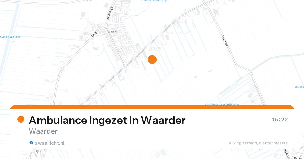 Ambulance ingezet in Waarder — 20 aug 2026