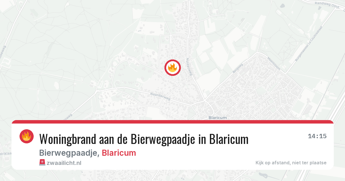 Woningbrand aan de Bierwegpaadje in Blaricum — 19 jun 2026