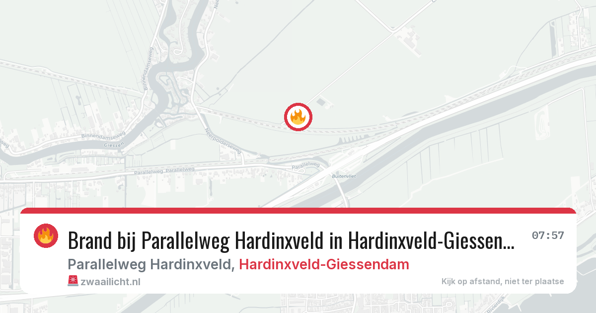 Brand bij Parallelweg Hardinxveld in Hardinxveld-Giessendam — 4 aug 2026
