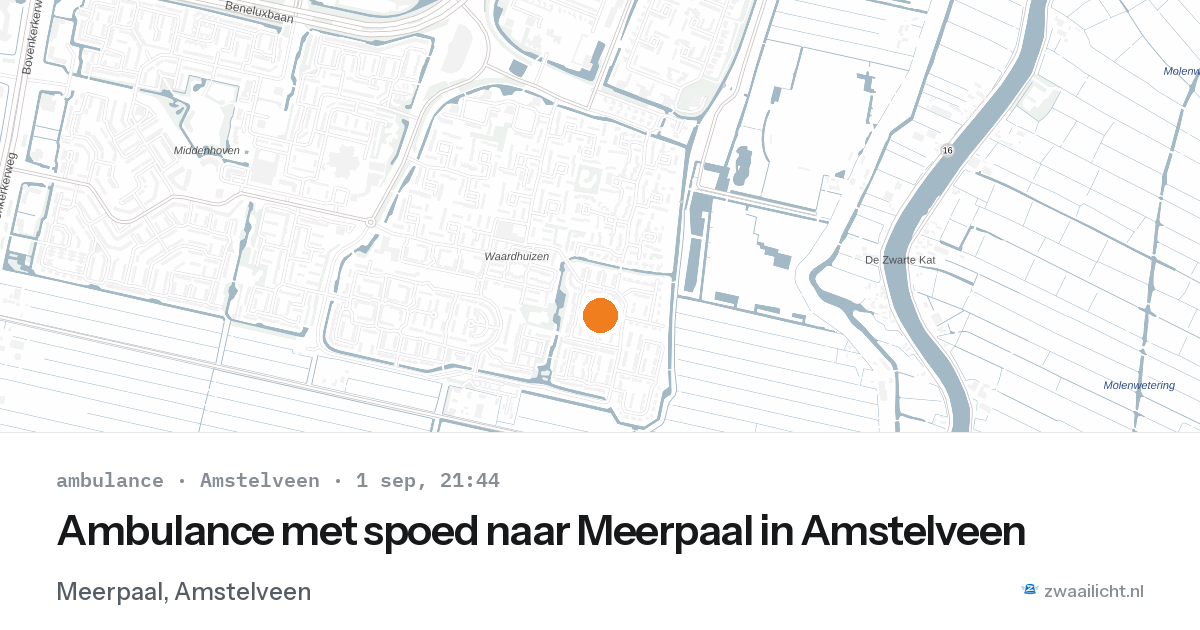 Ambulance met spoed naar Meerpaal in Amstelveen — 1 sep 2026