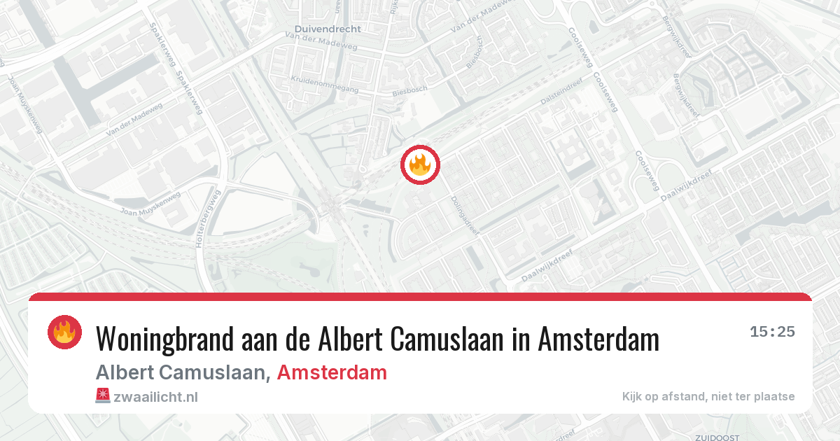 Woningbrand aan de Albert Camuslaan in Amsterdam — 16 mrt 2026