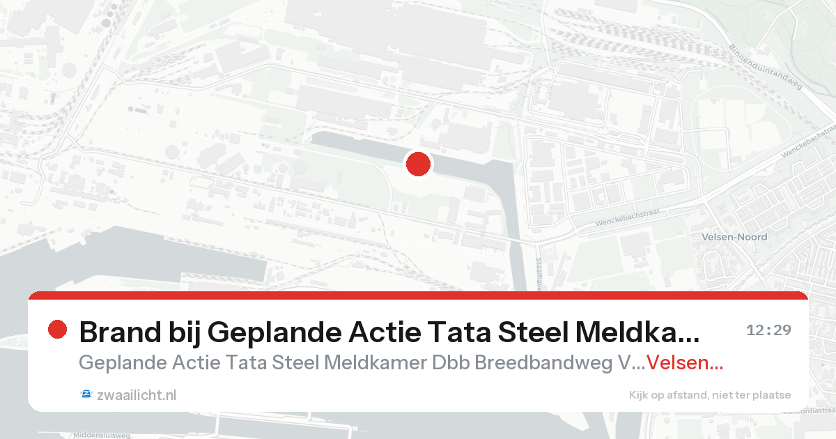Brand bij Geplande Actie Tata Steel Meldkamer Dbb Breedbandweg Velsen-noord in Velsen-Noord — 21 aug 2026
