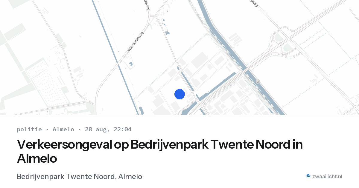 Verkeersongeval op Bedrijvenpark Twente Noord in Almelo — 28 aug 2026