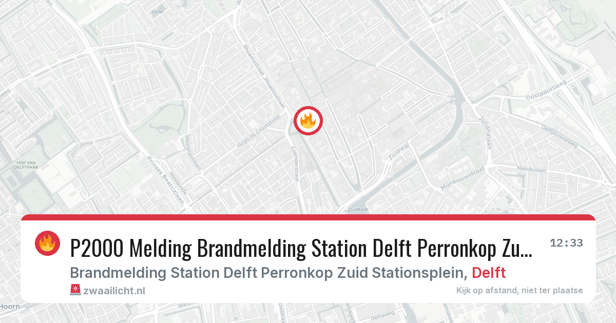 P2000 Melding Brandmelding Station Delft Perronkop Zuid Stationsplein, Delft — 8 feb 2026