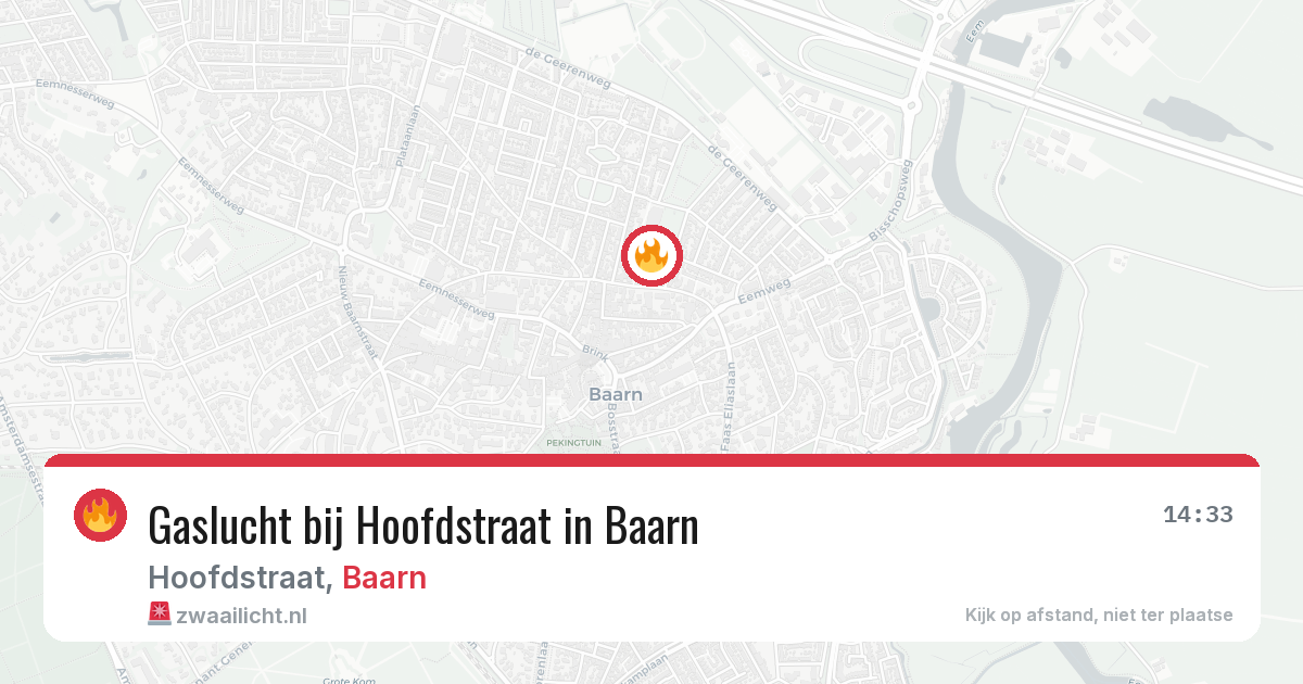 Gaslucht bij Hoofdstraat in Baarn — 23 mrt 2026