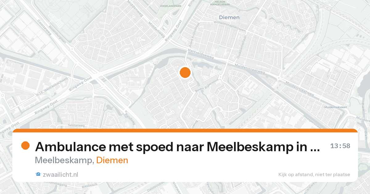 Ambulance met spoed naar Meelbeskamp in Diemen — 21 aug 2026
