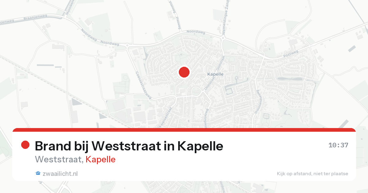 Brand bij Weststraat in Kapelle — 22 aug 2026