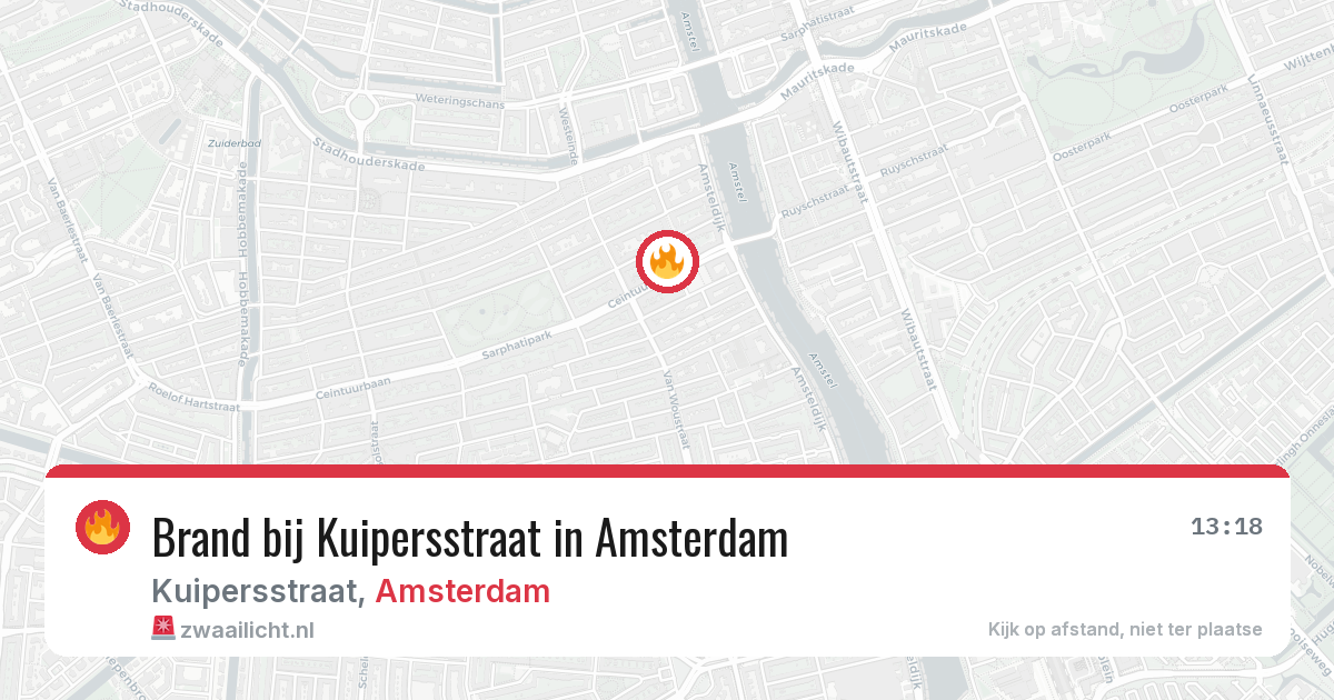Brand bij Kuipersstraat in Amsterdam — 14 aug 2026