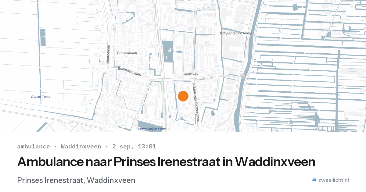 Ambulance naar Prinses Irenestraat in Waddinxveen — 2 sep 2026