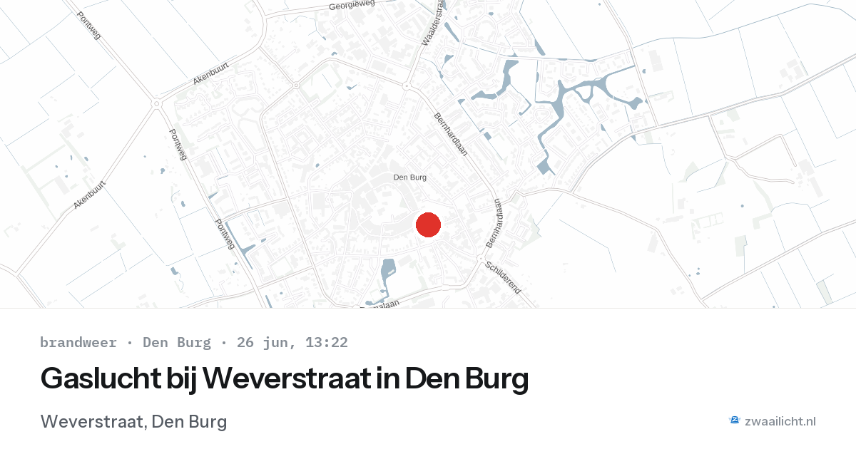 Gaslucht bij Weverstraat in Den Burg — 26 jun 2026