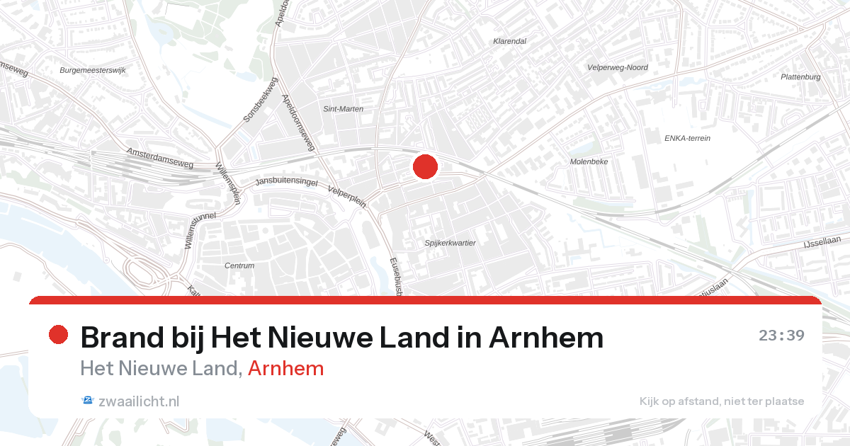 Brand bij Het Nieuwe Land in Arnhem — 26 aug 2026