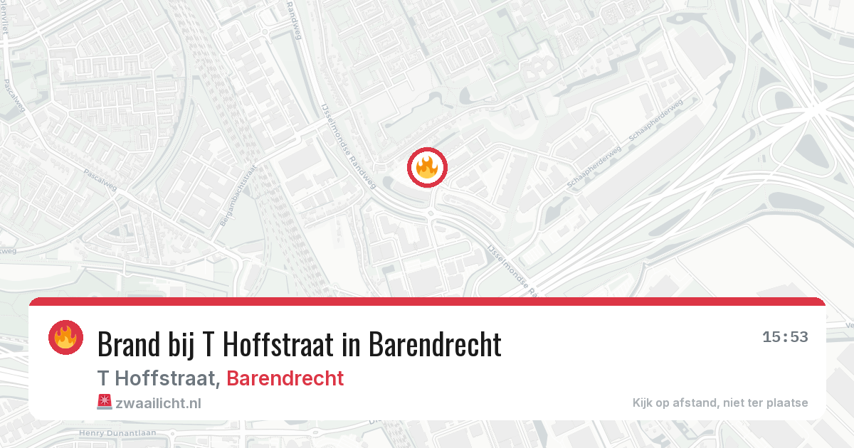 Brand bij T Hoffstraat in Barendrecht — 5 aug 2026