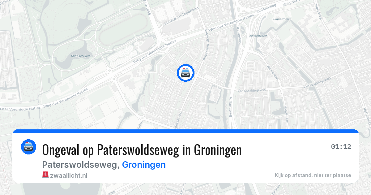 Ongeval op Paterswoldseweg in Groningen — 13 aug 2026