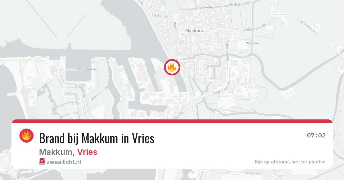 Brand bij Makkum in Vries — 16 mei 2026