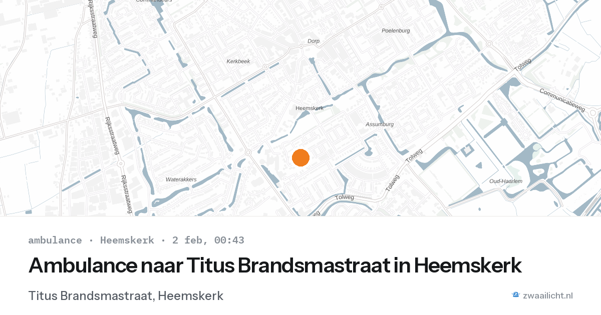 Ambulance naar Titus Brandsmastraat in Heemskerk — 1 feb 2026