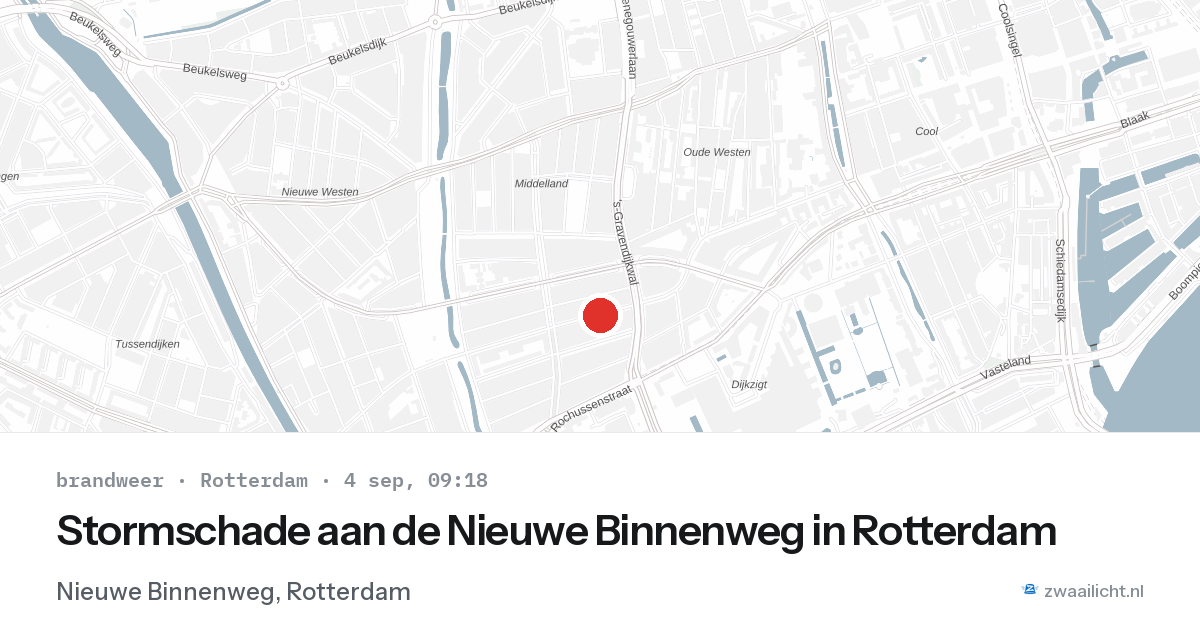 Stormschade aan de Nieuwe Binnenweg in Rotterdam — 4 sep 2026