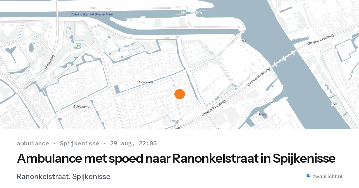 Ambulance met spoed naar Ranonkelstraat in Spijkenisse — 29 aug 2026
