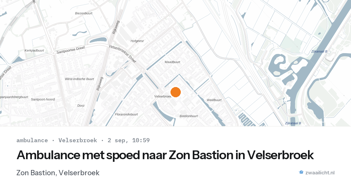 Ambulance met spoed naar Zon Bastion in Velserbroek — 2 sep 2026
