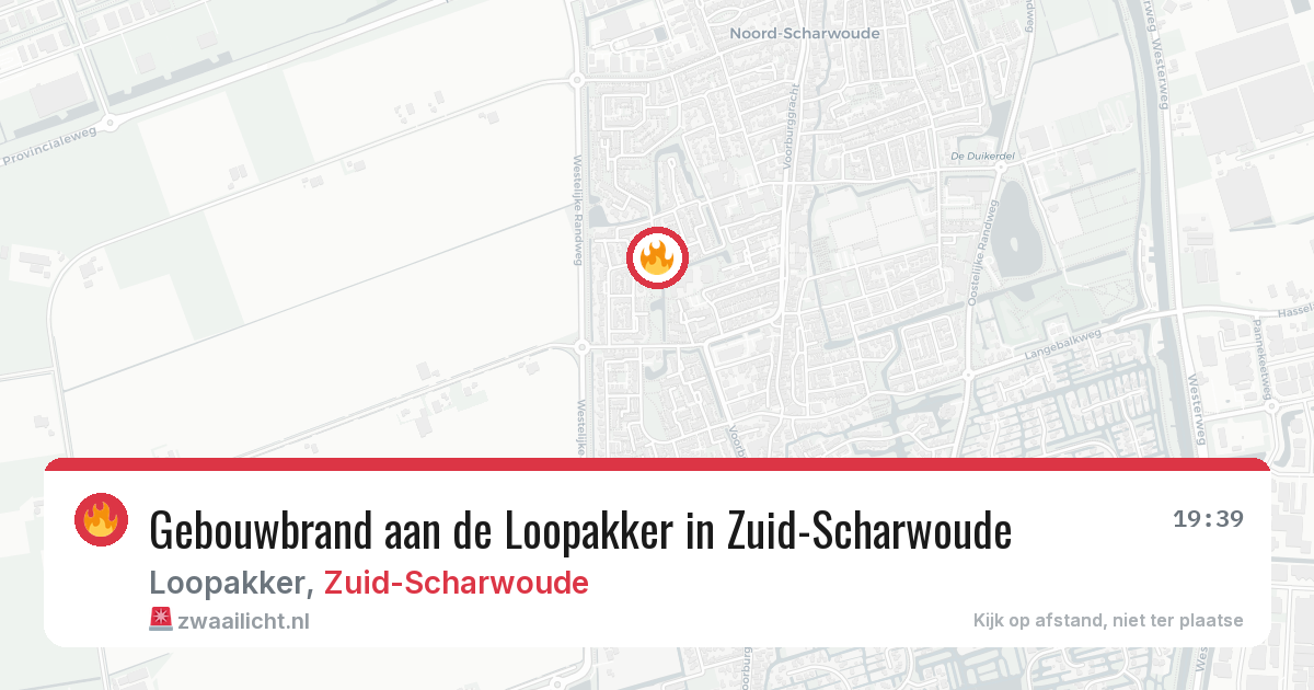 Gebouwbrand aan de Loopakker in Zuid-Scharwoude — 9 mrt 2026