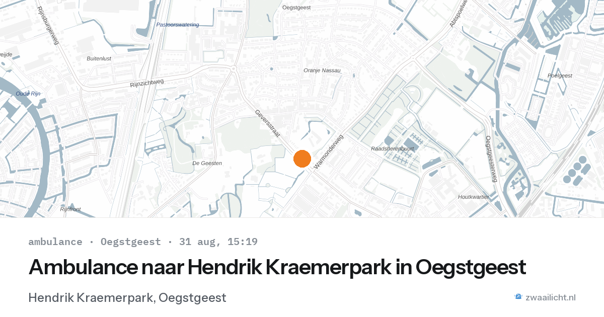 Ambulance naar Hendrik Kraemerpark in Oegstgeest — 31 aug 2026