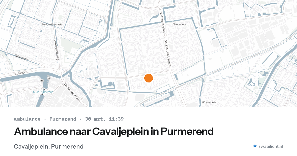 Ambulance naar Cavaljeplein in Purmerend — 30 mrt 2026