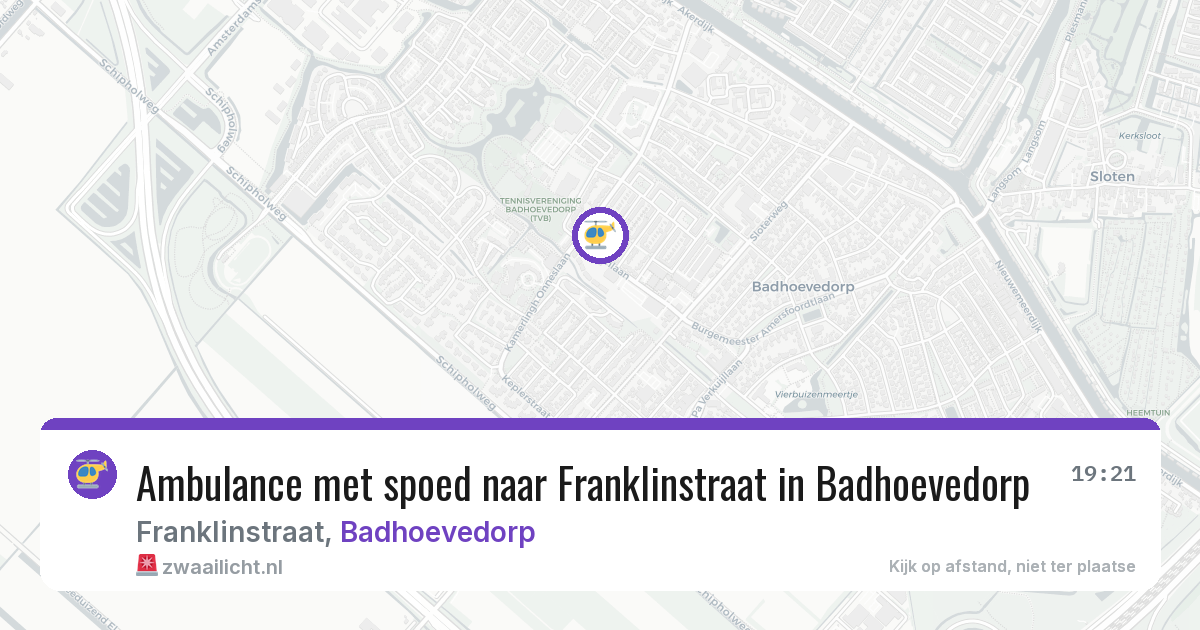Ambulance met spoed naar Franklinstraat in Badhoevedorp — 6 aug 2026