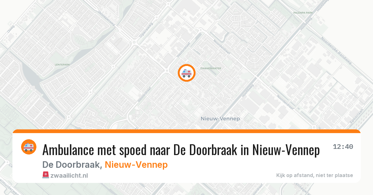 Ambulance met spoed naar De Doorbraak in Nieuw-Vennep — 6 aug 2026
