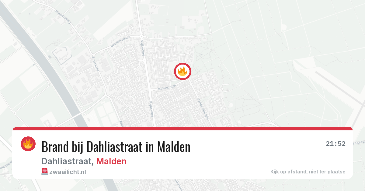Brand bij Dahliastraat in Malden — 11 jul 2026