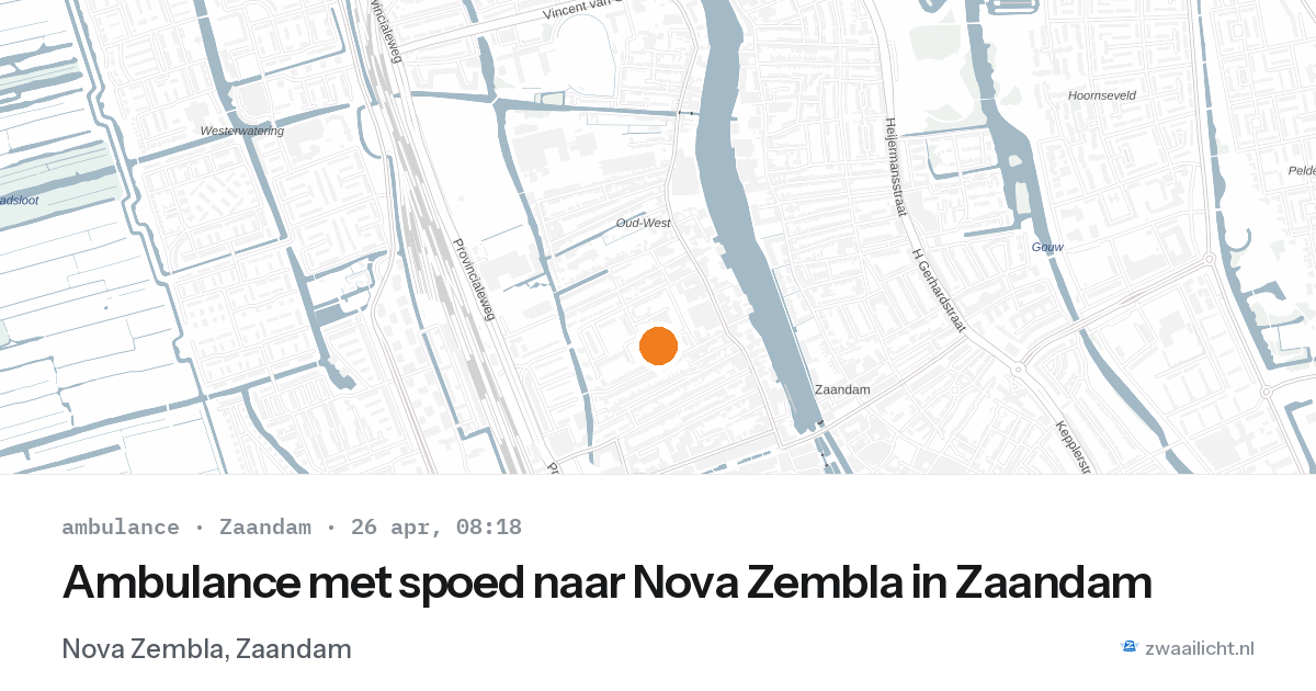 Ambulance met spoed naar Nova Zembla in Zaandam — 26 apr 2026