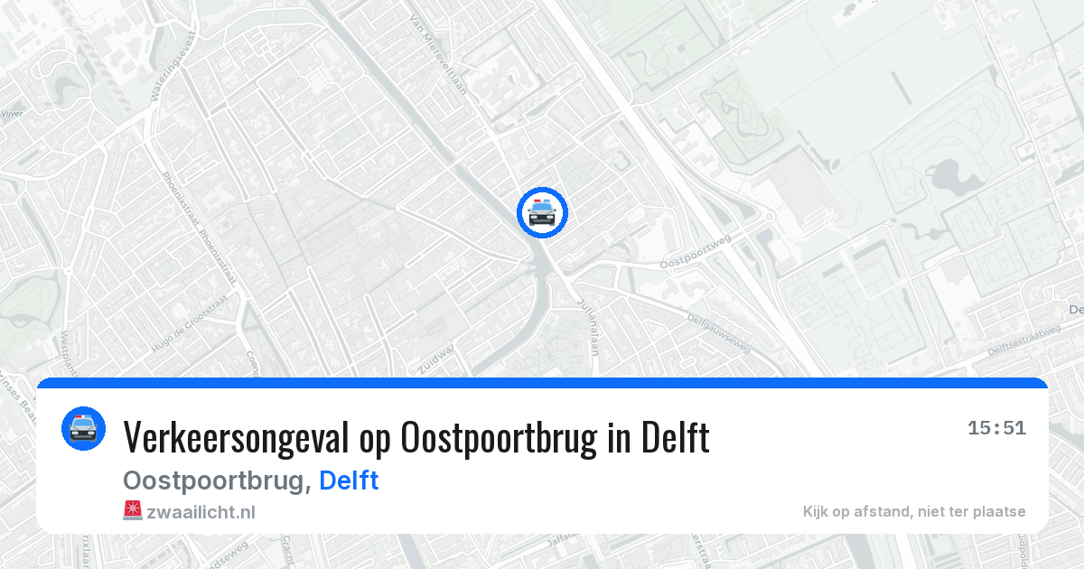 Verkeersongeval op Oostpoortbrug in Delft — 23 jun 2026