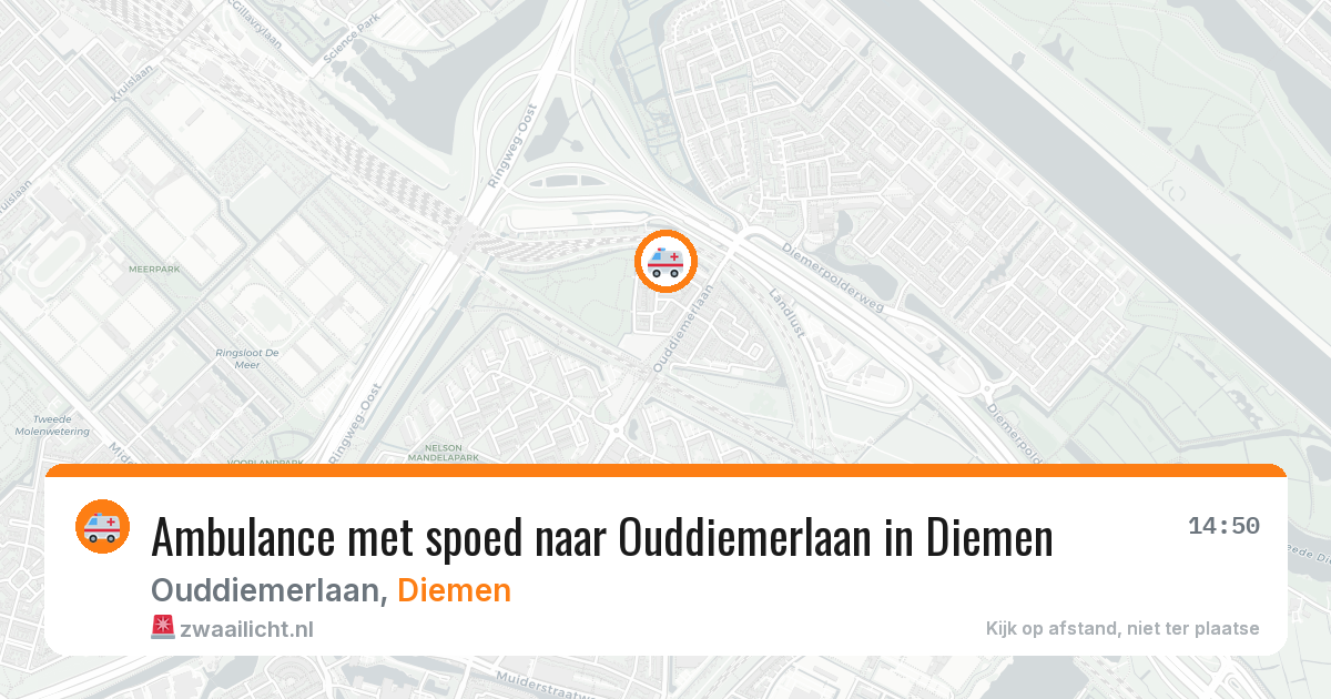 Ambulance met spoed naar Ouddiemerlaan in Diemen — 13 aug 2026