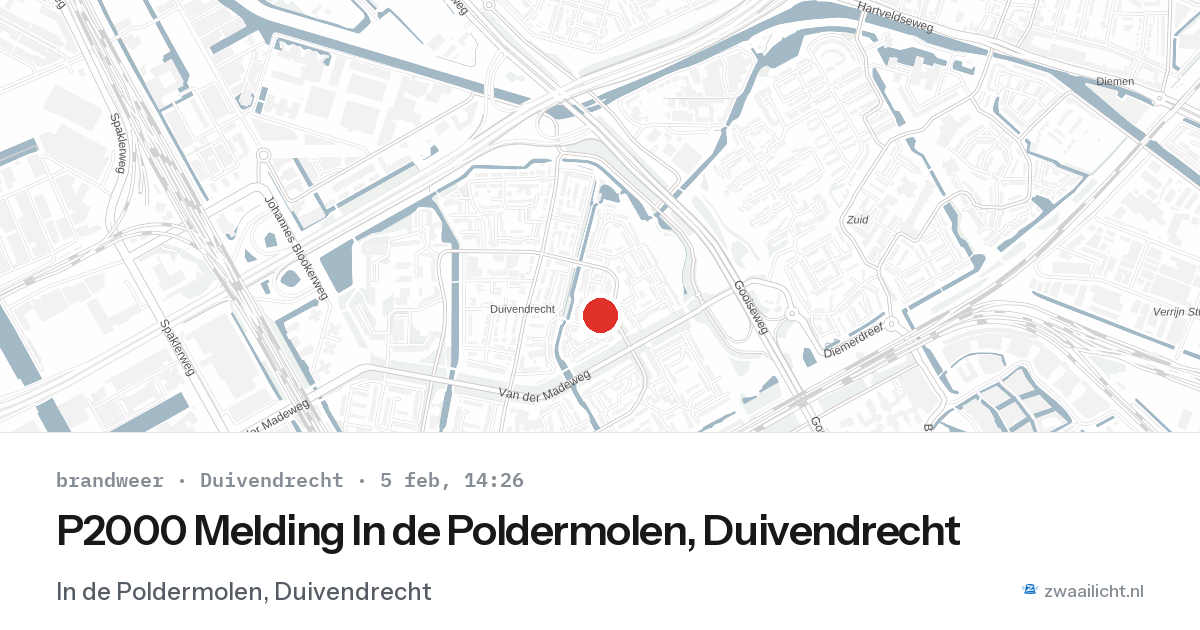 P2000 Melding In de Poldermolen, Duivendrecht — 5 feb 2026