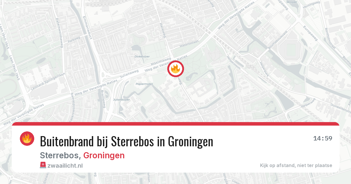 Buitenbrand bij Sterrebos in Groningen — 5 aug 2026